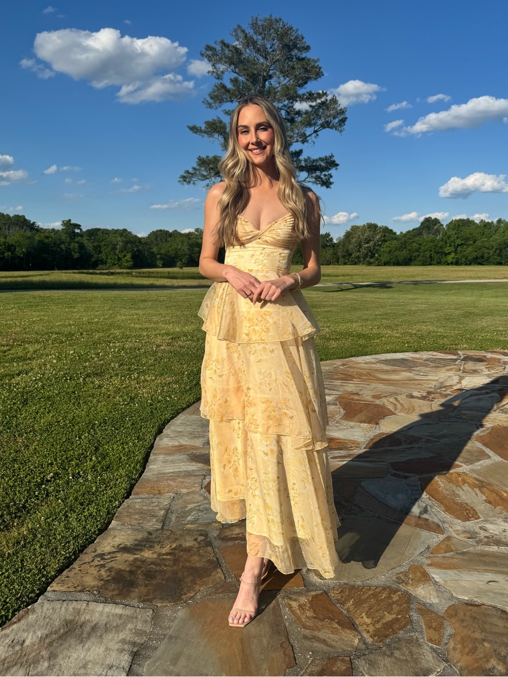 Hello Molly Yellow Tiered Maxi Dress